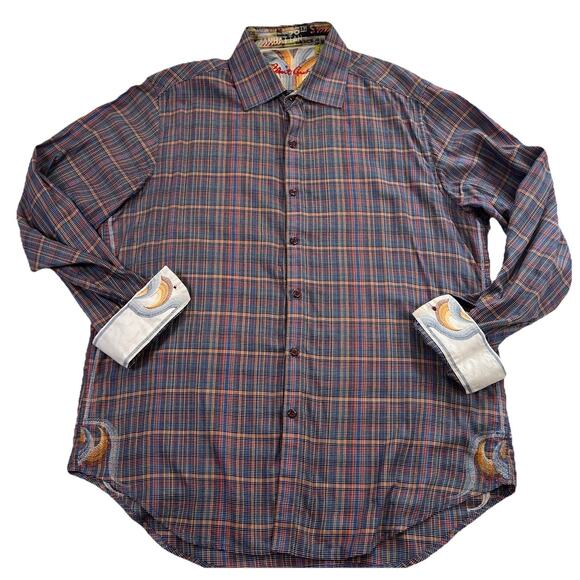 Robert Graham Shirt Size L MultiColor Plaid Classic Fit Button Up L/S Flip Cuff - Picture 1 of 12
